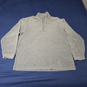 IZOD Jeans Sweater Mens Medium Gray Cotton Blend 1/4 Zip Mock Neck Pullover Knit